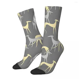 Men's Socks Funny Happy Sock For Men Sighthounds In Clear Grey Harajuku Greyhound Dog Quality Pattern Printed Crew Seamless Gift