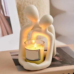 Candle Holders Synthetic Resin Holder Wooden Love Sculpture Multifunctional Phone Creative Stand For Wedding Christmas