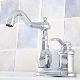 Bathroom Sink Faucets Polished Chrome Brass Swivel Spout Two Holes Basin Kitchen Vanity 4" Centerset Lavatory Faucet Mixer Tap Asf840