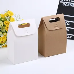 Gift Wrap 100pcs 10x6x16cm Portable Food Packaging Bags Kraft Box Craft Bag With Handle Soap Candy Bakery Cookie Boxes