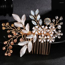 Hair Clips Flower Bridal Comb Wedding Accessories Ladies Decoration Headpiece Rhinestone Head Jewelr