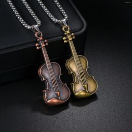 Pendant Necklaces Creative Simple Violin Necklace For Men Women Fashion Bronze Choker Long Chain Romantic Jewelry Gift