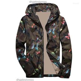 Mens Jackets Mens Funny Butterfly Printing Man Camouflage Pullover Long Sleeve Hooded Tops Jacket Zipper Caot#g251