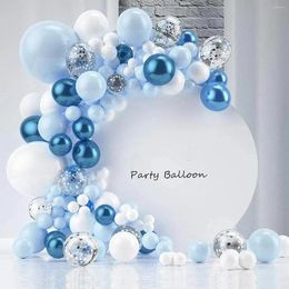 Party Decoration Metal Blue Balloon Garland Arch Kit White Silver For Valentine's Day Birthday Wedding Baby Shower Decor