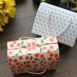 Gift Wrap 19 10 13cm 10pcs Sky Blue Red Cherry Paper Box With Handle Candy Cookie Chocolate Macaroon Wedding Packaging