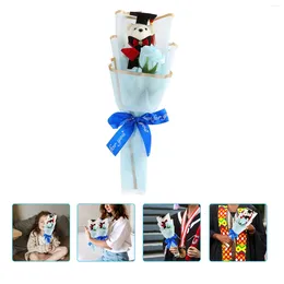 Decorative Flowers Soap Flower Bouquet Chic Graduation Bear Graduates Gift Decor The Rose Banquet With Figurine Cartoon