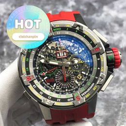 Hot RM Movement Wrist Watch Rm60-01 Level 5 Titanium Metal Case Date Month Time Flight Back Jump 50mm