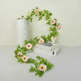 Decorative Flowers 195cm Artificial Daisy Vines Silk Flower Garland Decor Home Garden Wedding Christmas Decoration Fake Wreath