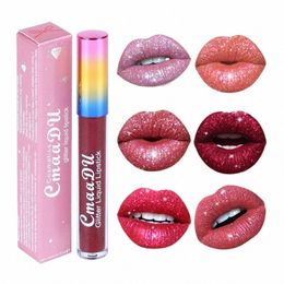 pearlescent Diamd Lip Gloss Nude Candy Metal Glitter Liquid Lipstick Lips Moisturiser Cosmetics Metallic Shine Lipgloss j1VR#