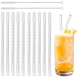 Drinking Straws 10Pcs Glass Straw Pack Reusable Clear Smooth Models High-temperature Diamond Patterned