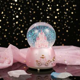 Boxes Automatic Snowfall Crystal Ball Music Box Crystal Snow Globe Music Box with Light Wedding Lover Valentine's Day Girlfriend Gifts