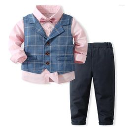 Clothing Sets Baby Boys Formal Suits Kids Gentleman Clothes 4Pcs Set Autumn High Quality Toddler Wedding Birthday Party Dress