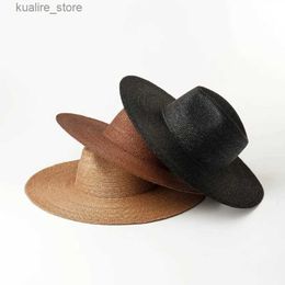 Wide Brim Hats Bucket Hats Eleagant Great Quality Men Women Wide Brim Straw Foldable Roll up Hat Fedora Summer Beach Sun Hat UPF50+ L240322