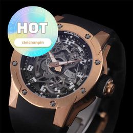 Automatic RM Wrist Watch Mens Series Rm63-01 Round Hollow Watch Automatic Mechanical Mens Dial 42.7mm with Warranty Card