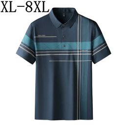 8XL 7XL 6XL Classic Loose Polo Shirt Men Summer Short Sleeve Mens Shirts Business Clothing High End Casual Mens TShirt 240318