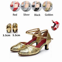 shoes Latin Dance Shoes For Women Sequin Adult Female Sandals Soft Sole Indoor Ballroom Tango Shoe Closed Toe Salsa Dancing Shoes