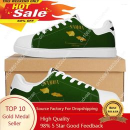 Casual Shoes Green Flat Sneaker America Polynesian Tribal Golden Samoa Map Print Custom Man Comfort Walking Sport Women Running