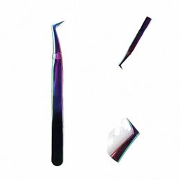 rainbow Color 6A Anti-static Stainl Steel Curved Straight Tip Electrics Industrial Tweezers Profial For L Tools x4TD#