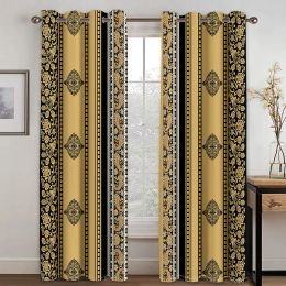 Curtains Cheap Modern Luxury Brands Design Baroque Black Gold Fashion 2 Pieces Free Shipping Window Curtain For Living Room Bedroom Decor