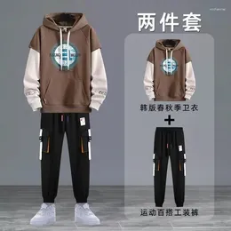 Men's Tracksuits Hoodie Pants 2-piece Set Casual Sports Suit Spring Korean Harajuku High Street Fashionable Clothing 2024