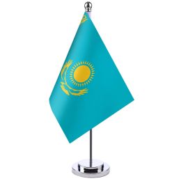 Accessories 14x21cm Office Desk Flag Of Kazakhstan Banner Boardroom Table Stand Pole The Kazakh Closet Cabinet Flag Set Meeting Room Decor