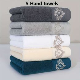 5pcs 100% Cotton Thickened Face Premium Monogrammed Embroidery Hand Towel, Perfect for Men and Women, Bathroom Supplies, Home Supplies