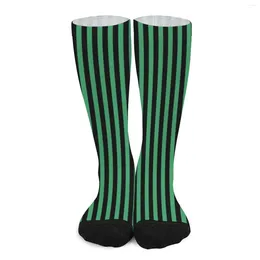 Women Socks Candy Stripes Stockings Green And Black Line Design Kawaii Winter Anti-Slip Female Cycling Quality
