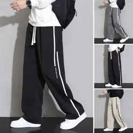 Men's Pants Loose Wide Leg Sports Drawstring Sweatpants Soft Breathable Jogging Trousers With Deep Crotch