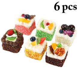 Decorative Flowers 6PCS Artificial Cake Lovely Realistic Prop Dessert Refrigerator Magnet