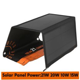 Tools 21W Foldable Solar Panel Charger Waterproof Portable Solar Charger USB Ports for Battery Phone Camping Supplies Survival Gadgets