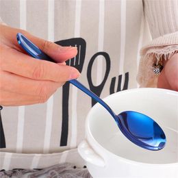 Chopsticks Colorful Round Spoon 304 Stainless Steel Serving Shape Dessert Coffee Scoops