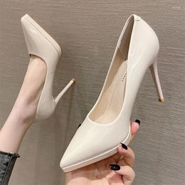 Dress Shoes 2024 Wedding High Heels Women Pumps Nude Patent Leather Fashion Ladies Thin Heel