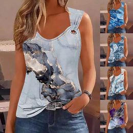 Women's Tanks Print Round Neck Loose Sleeveless Vest Fashion Casual Top Scoop Shirt Women Lace Undershirt