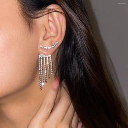 Stud Earrings Luxury Sparkling Rhinestone Pendant For Women French Vintage Tassel Ear 2024 Jewellery Party Gift