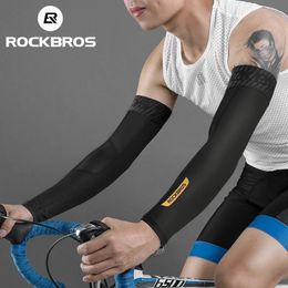 ROCKBROS Cycling Sunscreen Anti-UV Arm Sleeves Ice Silk Fabric Basketball Outdoor Volleyball Sleeves Sport Fitness Arm Warmers 240320