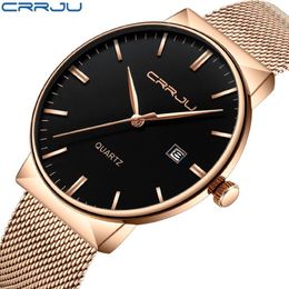 CRRJU 2018 Luxury Top Brand Watches Men Stainless Steel Mesh Band Fashion Quartz Watch Ultra Thin Clock Male Relogio Masculino243x