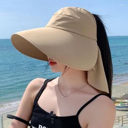 Wide Brim Hats Summer Hat For Women Sun UV Neck Protection Solar Beach Bucket Foldable Travel Panama Caps Female