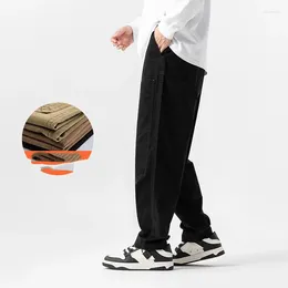 Men's Pants Spring Autumn Pockets Splicing Solid Elastic High Waist Casual Straight Workwear Sports Trousers Fashion Vintage