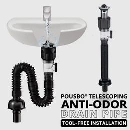 Universal Sink Drain Pipe Set Retractable Deodorant Sewer Drainage Water Hose Wash Basin Drainer Bathroom Kitchen Accessories 240311