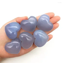 Decorative Figurines Beautiful 1PC Natural Big Blue Chalcedony Heart Shaped Crystal Gemstone Meditation Healing Chakra Quartz Crystals