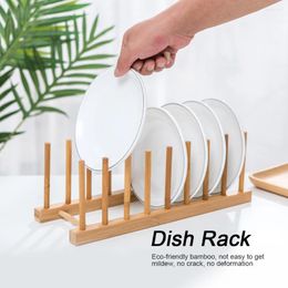 Kitchen Storage Bamboo Dish Rack Plates Holder Cabinet Organizer For Cup Pot Lid Cutting Board