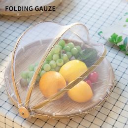 Baskets Antimosquito HandWoven Food Serving Tent Basket Tray Vegetable Bread Storage Basket Portable Outdoor Picnic Mesh Net Cover