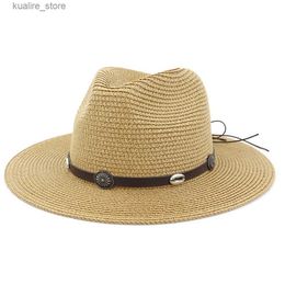 Wide Brim Hats Bucket Hats Summer British Style Mens 60cm Jazz Hat Outdoor Sun Protection Straw Hat Travel Sun Hat Tops for Women Wide Brim Fedora Hat L240322