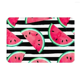 Carpets Watermelon Stripe Doormat Indoor Welcome Flannel Carpet Entrance Outside Patio Anti-Slip Mats Durable & Washable 16x24 In