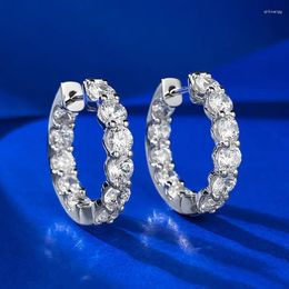 Backs Earrings 925 Silver Europe Hoop Similar Diamond Moissanite Elegant Fine Jewelry Birthday Gift