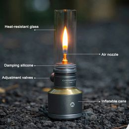 TOMSHOO Candlelight Kit Portable Lamp Windproof CandleLight Outdoor Camping GasBurner Light Tent Lamp Picnic BBQ Fishing Lantern 240407