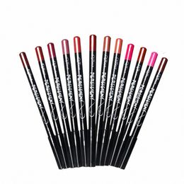 waterproof Lg-lasting Sleek Design 12-color Lip Product 12 Colours Lip Liner And Lipstick Pen Popular Fiable Qibest Black 16LG#