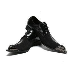 Metal Tip Black Business Leather Dress Shoes Man Fashion Men Shoes Formal Oxfords Chaussures Hommes, Sizes EU38-46