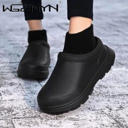 Boots 2023 Winter Fur Hotel Kitchen Men Women Nonslip Waterproof Oilproof Work Cotton Cook Chef Garden Beach Shoes Plus Size 35~45