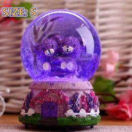 Boxes Bears Crystal Ball Music Box For Children Friend 2022 Christmas Snowflake Unicorn Cartoon Home Decoration Birthday Gift New Year